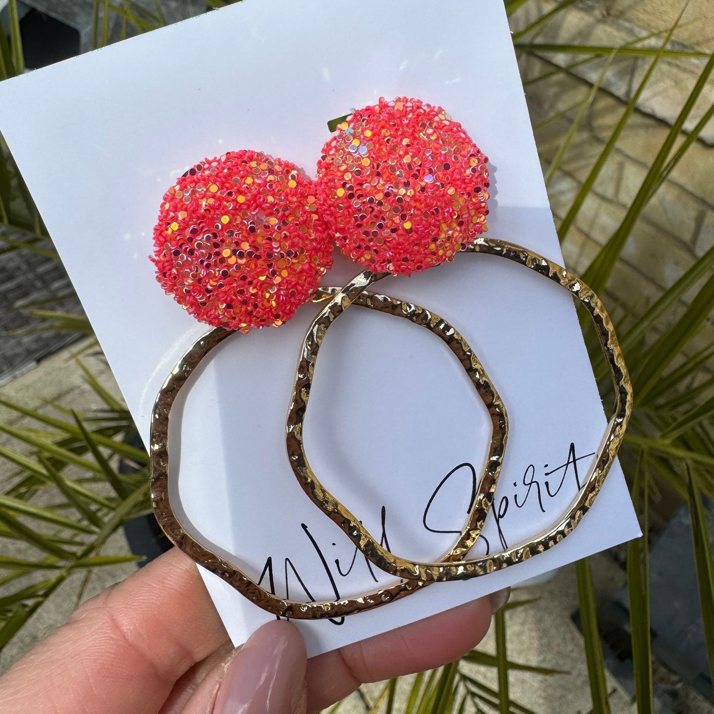 Coral Disco Hoop Earrings