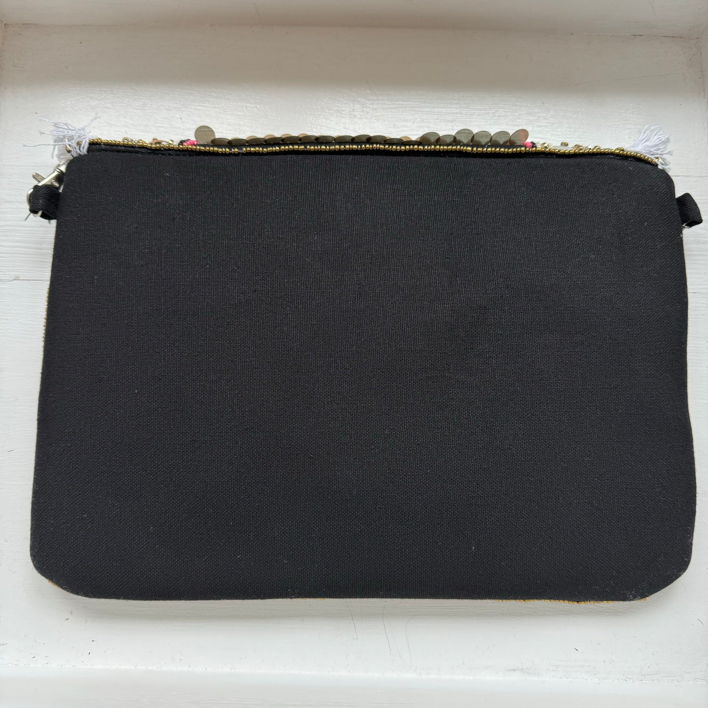 Black & Gold Boho Clutch Bag