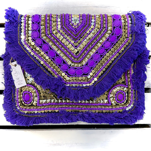Purple Boho Clutch Bag
