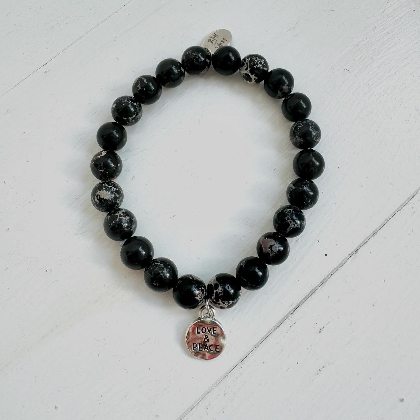 Black Peace & Love Bracelet