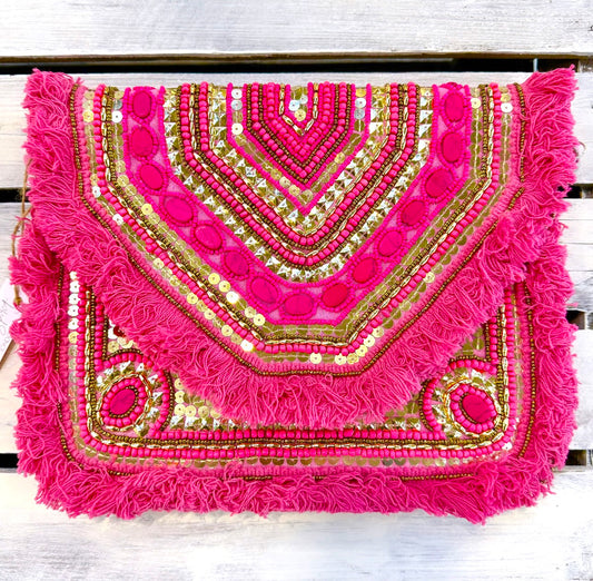 Pink Boho Clutch Bag