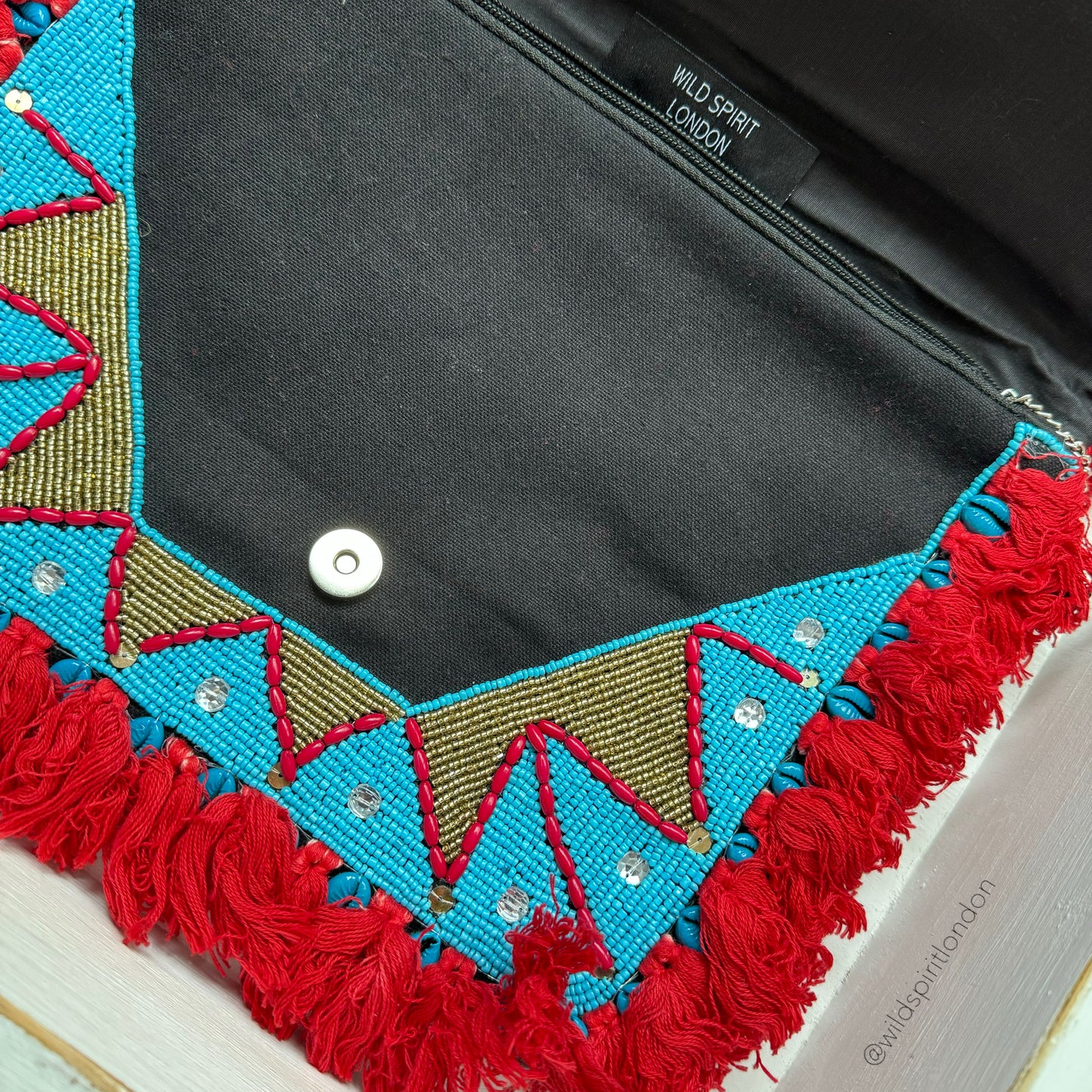 Blue & Red Boho Clutch Bag