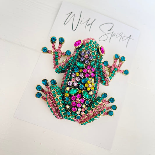 Giant Blingtastic Frog Brooch