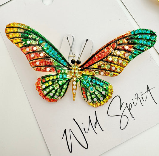 Orange, Blue & Yellow Mix Butterfly Brooch