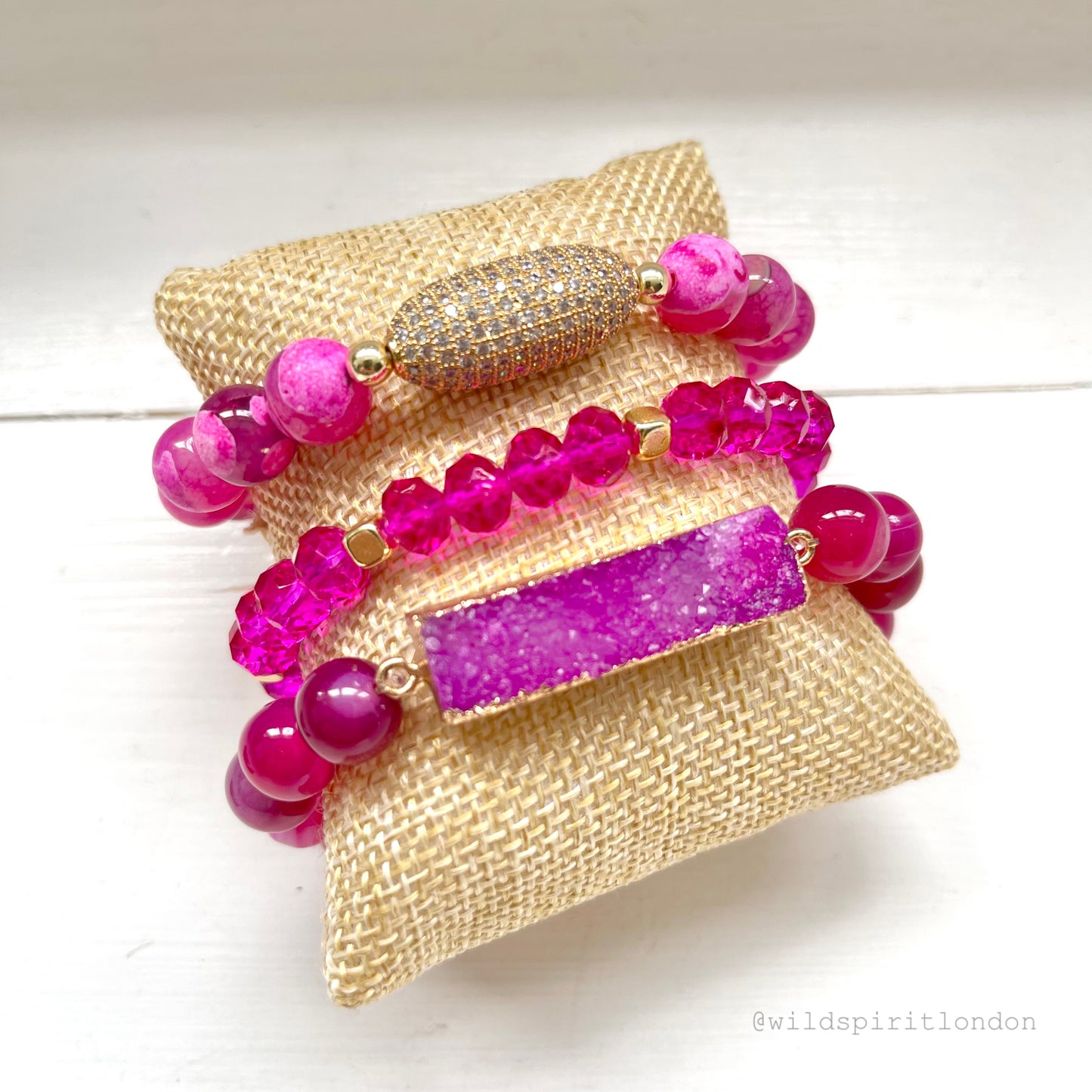 Fuchsia Set of 3 Bracelets