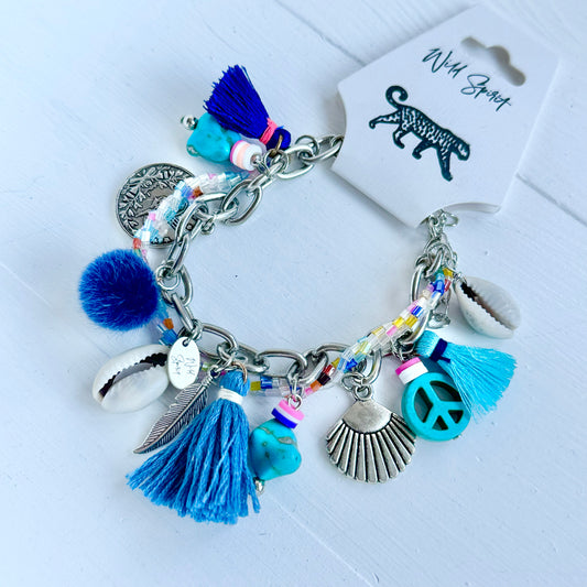 Blue Peace Boho Charm Bracelet