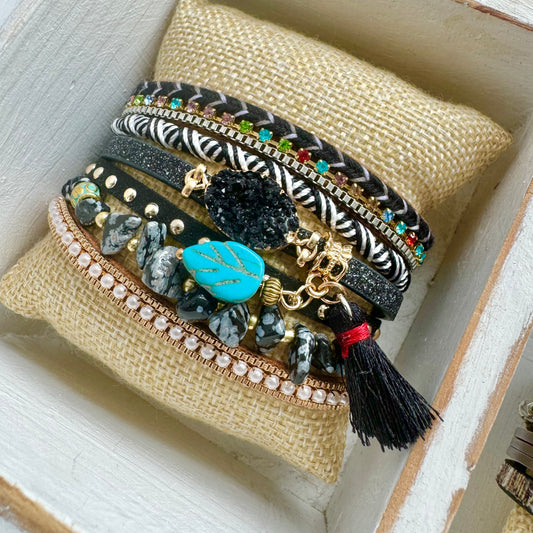 Black Skye Boho Cuff Bracelet