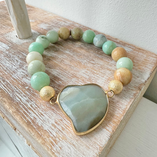 Amazonite Heart Bracelet