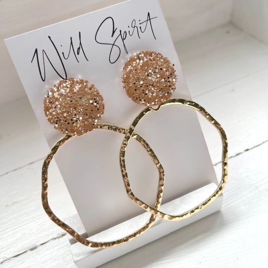 Gold Disco Hoop Earrings