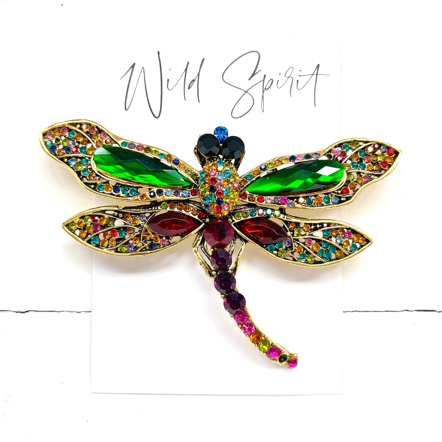 Big Red & Green Dragonfly Brooch