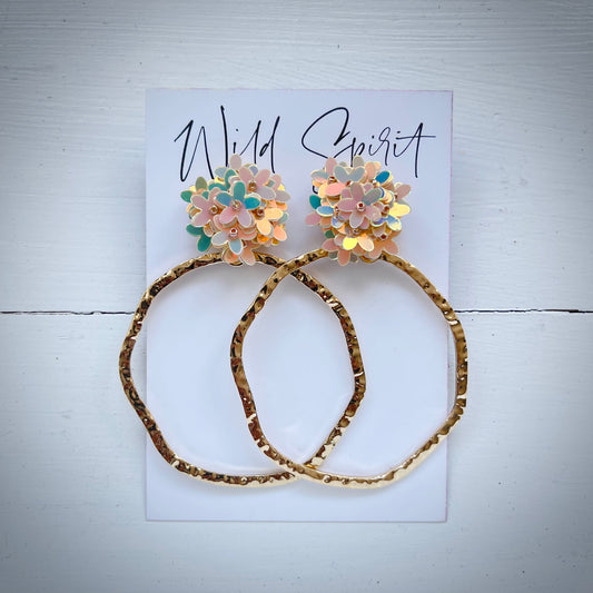 Blush Daisy Hoop Earrings