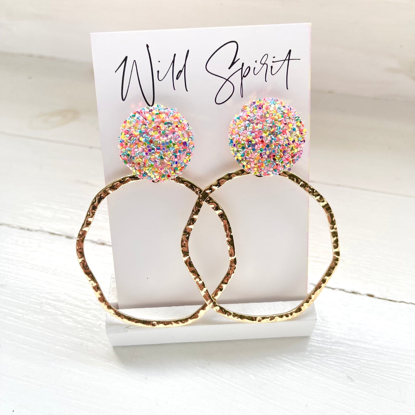 White Disco Hoop Earrings